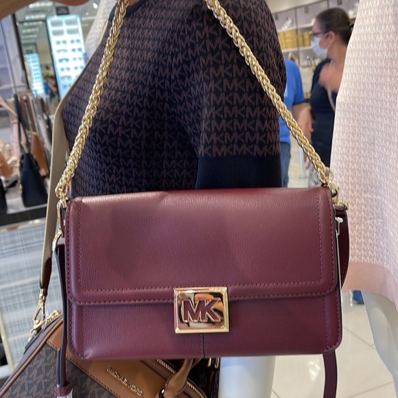 Michael Kors Sonia Medium Leather Shoulder Bag Merlot - Picture 12 of 16